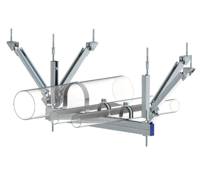 多水管侧向+纵向抗震支架